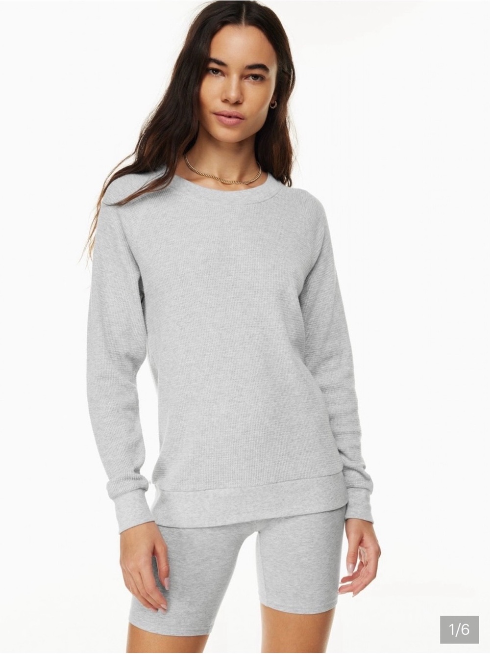 Aritzia TNA Crewneck Waffle Longsleeve in Deep Burgundy, Maroon